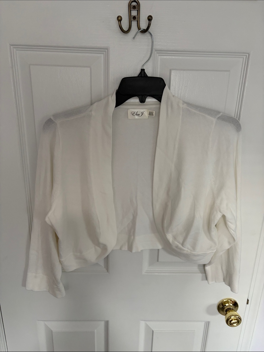 Eliza J  White Cropped Open-Front Women's Sweater